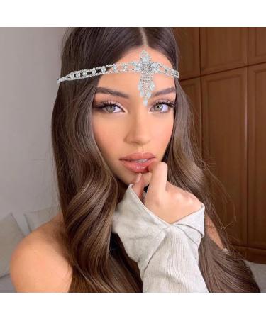 IYOU Boho Rhinestone Headband Silver Crystal Head Chain Vintage Bridal Headpiece Hair Jewelry for Women Gatsby Party - Buy Online on SooperMarket.com