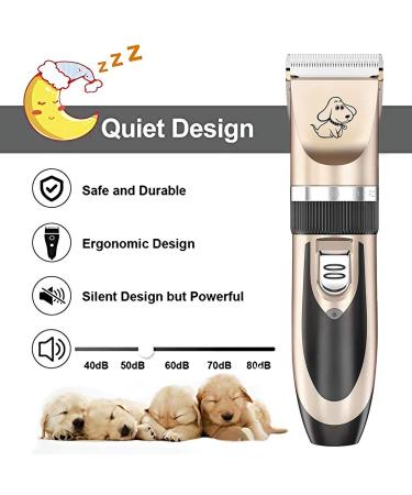 Maxshop Rechargeable Low Noise Dog Grooming Kit - Electric Clippers for Dogs and Cats - Includes Comb Guides, Scissors, and Nail Kit - Gold-1 - Buy Online on SooperMarket.com