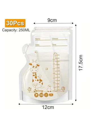 Jieyuchu Breast Milk Bags - 30 BPA-Free 250ml Storage Bags with Double-Row Closure for Quick Freezing & Thawing - Ideal for Breastfeeding - Buy Online on SooperMarket.com