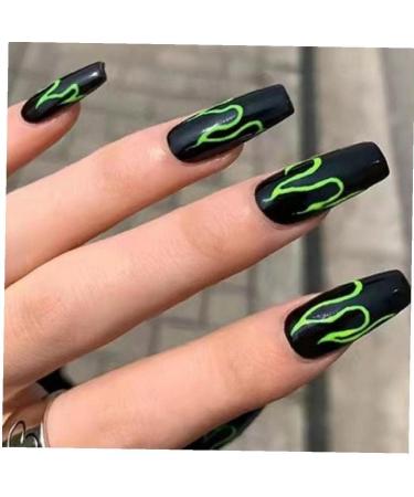 2set Detachable Long Coffin False Nails with Designs Press on Nails Wearable Fake Nail Decor Full Cover Art Tips - Buy Online on SooperMarket.com
