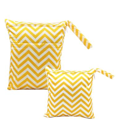 Egurs diaper bag for on the go Wetbag 1 piece large + 1 piece medium yellow stripes