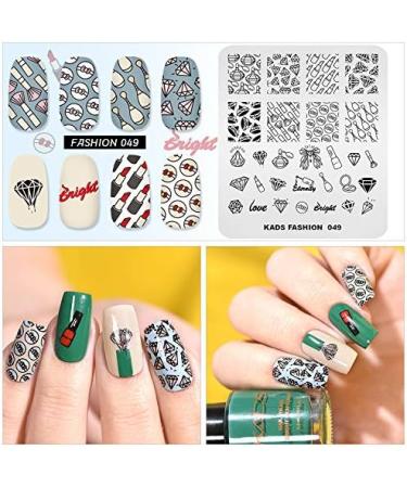 Nail Stamping Plate Fashion Diamond Lipstick Make Up Beauty Theme Multi-Pattern Stamp Print Image Stamp Template Nail Art for Nail Design 3# - Buy Online on SooperMarket.com