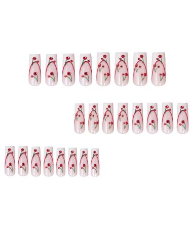 Shop 24Pcs White French Tip Long Press on Nails - Glossy Acrylic False Nails with Rhinestones & Designs for Women | Perfect for International Shipping - Buy Online on SooperMarket.com