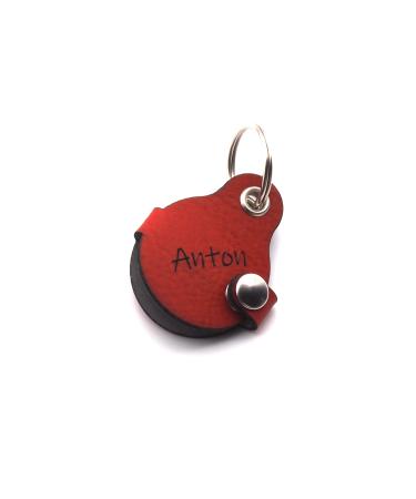 Copter farm dog brand bag for dogs on the collar |With engraving push button |Art leather real leather |Dog brand |Individually engraved on both sides (red pear) red pear