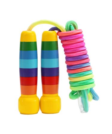 Springs rope children 280cm adjustable rope jumping children with wooden handle 7 colors rainbow skipping rope kids for boys and girls fitness