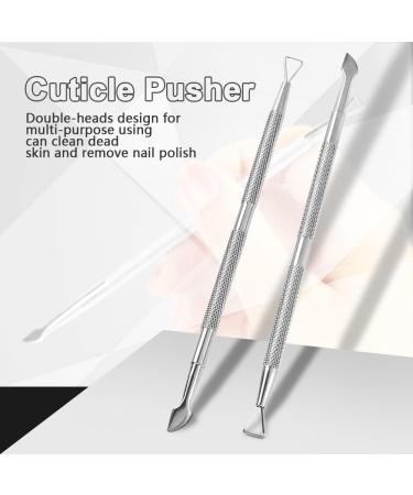 LANTRO JS Cuticle Pusher and Cutter Set 5.4" Stainless Steel Double Head Gel Nail Polish Peeler Scraper Nail Polish Gel Scraper Peeler Fingernails Toenails - Buy Online on SooperMarket.com