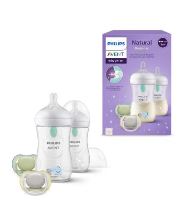 Philips Avent Natural Response gift set for babies: 2x natural response bottles with airfree valve 260 ml (from 1 month) 2x Ultra Air Schnuller (0-6m) (model SCD657/12) 260ml 2 bottles + 2 pacifiers
