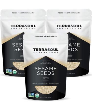 Terrasoul Superfoods Organic Hulled Sesame Seeds, 6 Lbs (3 Pack) - Perfect for Tahini | Gluten-free | Raw