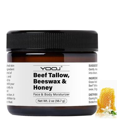 Whipped Beef Tallow and Honey Balm- 2 OZ Grass Fed Grass Finished Face Cream Premium Tallow Honey Skin Balm - All-Natural Moisturizer for Face & Body