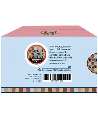 Double Donut Dark Roast Coffee Pods - Espresso Roast - 80 Count - Recyclable Single Serve Pods for Keurig - Strong Espresso Coffee- Pack of 1 - Buy Online on SooperMarket.com