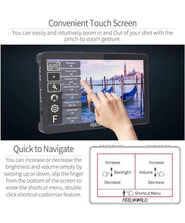 Feelworld F5 Pro V4 6 Touch Screen DSLR Camera Monitor - 3D LUT, F970 Kit, Wireless Transmission - IPS FHD 1920x1080, 4K HDMI, Tilt Arm - Buy Online on SooperMarket.com