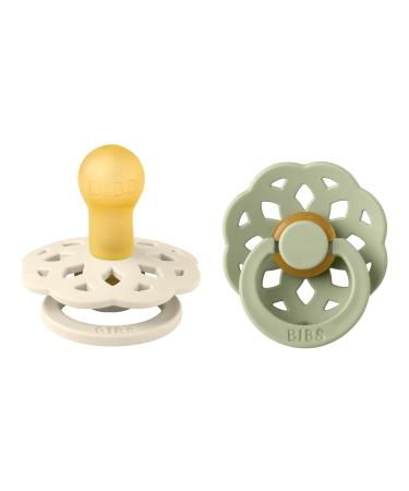 BIBS Pacifiers - Boheme Collection | BPA-Free Baby Pacifier | Made in Denmark | Set of 2 Ivory/Sage Color Premium Soothers | Size 0-6 Months 0-6 Month Ivory / Sage