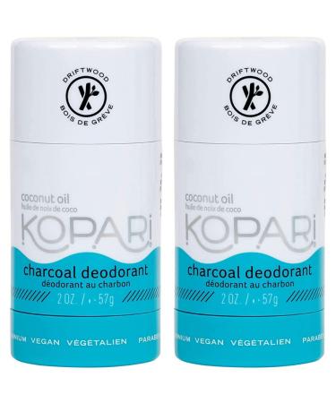 Kopari Aluminum Free Natural Deodorant with Organic Coconut Oil | Charcoal 2 Pack | Vegan, Gluten Free, Cruelty Free, Non-Toxic, Paraben Free, Natural Deodorant for Men & Women, Odor Protection, Naturally Derived Plant Based Ingredients | 2.0 oz 2 Charcoa