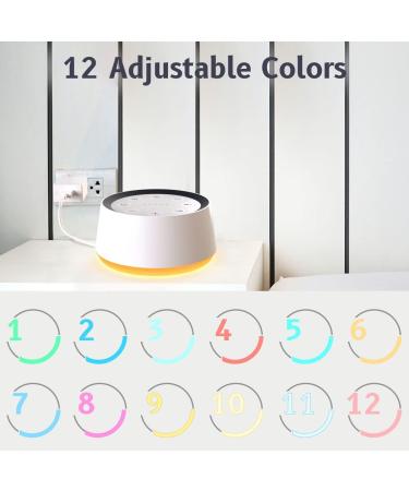 Sound Machine White Noise with 30 Soothing Sounds, 12 Colors, 5 Timers, Memory Function - for Baby Kids Adults - 32 Volume Levels, 10 Brightness Settings (White) - Buy Online on SooperMarket.com