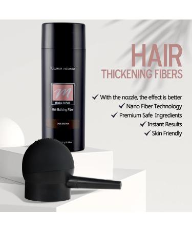 Hair Fibres for Thinning Hair - Dark Brown Professional Quality | Hair Thickening Powder & Fibers for Instant Concealment of Hair Loss - Buy Online on SooperMarket.com