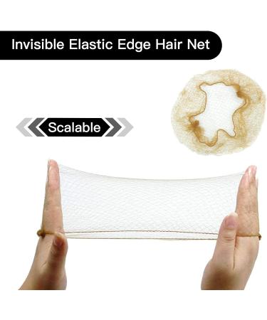 Invisible Hair Nets for Women - 20pcs Blonde Elastic Edge Mesh Hair Bun Nets - Ideal for Ballet, Gymnastics - 50cm/20inch - Buy Online on SooperMarket.com
