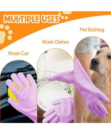 Comfpet Pet Care Gloves for Dog & Cat Hair Removal | Food-Safe Silicone Brush for Bathing & Massaging Puppies & Kittens (Purple) - Buy Online on SooperMarket.com