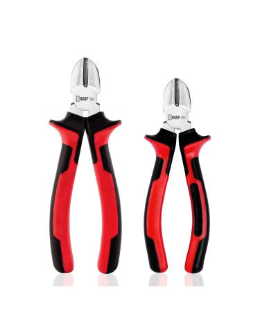 Sharp-Tec Wire Cutters Pliers Set 2-Piece Diagonal Cutting Pliers with Anti-Slip Handle Professional Side Cutters Nippers 160mm & 200mm Diagonal Pliers Set(6"+8")