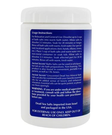 Buy ANCIENT SECRETS Unscented 2 lb Dead Sea Aromatherapy Bath Salts - Soothing & Relaxing International Shipping - Buy Online on SooperMarket.com