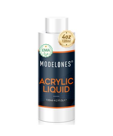 Modelones Monomer Acrylic Nail Liquid -EMA Monomer- 4 oz Professional Nail Monomer Liquid, MMA-Free Acrylic Liquid for Acrylic Powder Acrylic Nail Art Nail Extension, Medium Drying, Non-Yellow D2-4oz Monomer