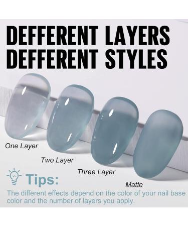 TOMICCA Grey Blue Jelly Gel Nail Polish - Sheer Teal Color, Quick Dry & Soak Off U V Gel Nails for DIY Nail Art - Buy Online on SooperMarket.com