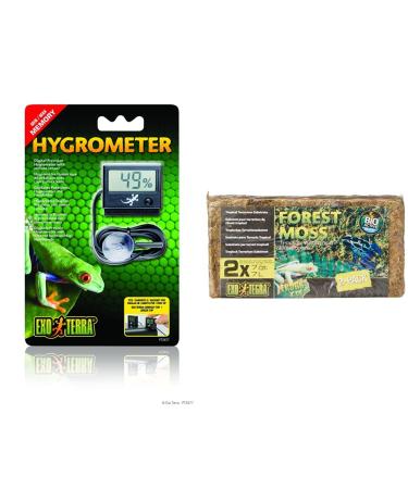 Exo Terra Digital Hygrometer & Forest Moss 2 x 7 Litres Single + Forest Moss 2 x 7 Litres