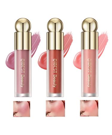 Soft Cream Blush Set 3 Colors Long-lasting Liquid Blush Natural Lightweight & Smooth Texture Face Blush Dewy Cheek Tint