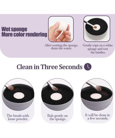 QUKLOGEN 3 in 1 Makeup Brush Cleaning Set Multifunctional Washing Bowl Drying Basket with Handle Silicone Cleaner Mat Removal Cleaner Sponge 150ml/5.12fl.oz Professional Makeup Brush Cleaner Purple - Buy Online on SooperMarket.com