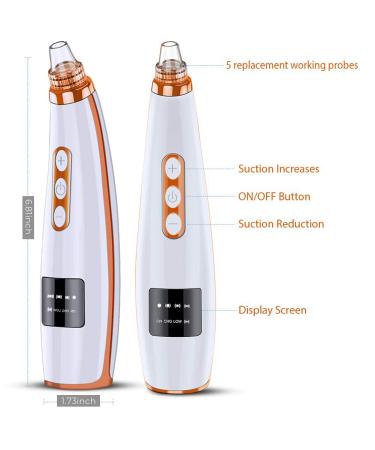 2023 Blackhead Remover Pore Vacuum - Upgraded Electric Facial Cleaner for Acne, Whiteheads - 5 Suction Power, 5 Probes - USB Rechargeable Kit for Women & Men - Buy Online on SooperMarket.com