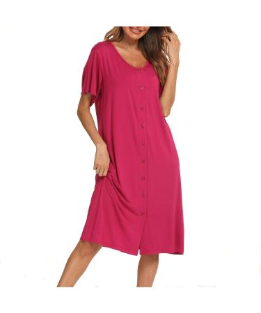 Jecarden Women's Maternity Nightgown - Short Sleeve Modal Cotton Sleepwear in Red XL - Buy Online on SooperMarket.com