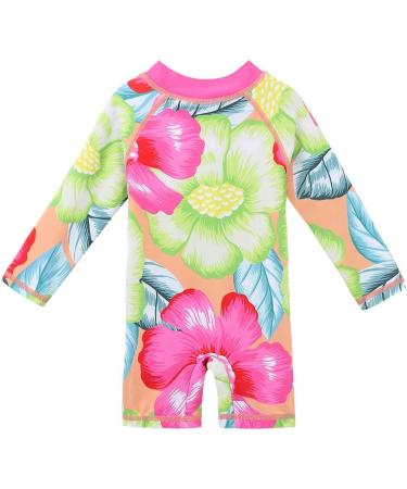 HUAANIUE Baby Girls Zip Swimsuit | 3-4 Years | UPF 50+ Sun Protection | Greenhotpink Swimwear - Buy Online on SooperMarket.com