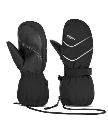 Unigear Kinder Ski gloves F ustlings waterproof and windproof snow-fist gloves breathable thermo warm winter gloves for boys and girls from 2 to 8 years black