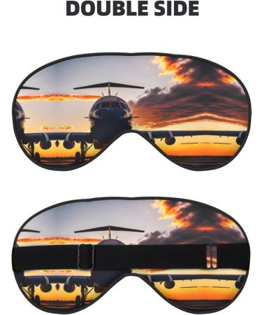 Aircraft Plane at Sunset Print Double-Sided Eye Mask Soft and Light Blocking for Enhancing Sleep Quality - Buy Online on SooperMarket.com