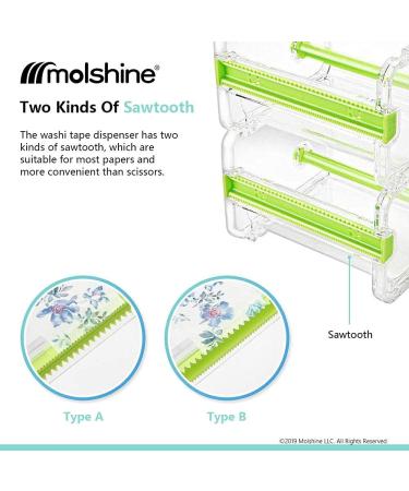 Molshine 2 Pack Transparent Desktop Washi Tape Dispenser with Cutter - Yellow & Green | Tape Roll Holder (Masking Tape Not Included) - Buy Online on SooperMarket.com