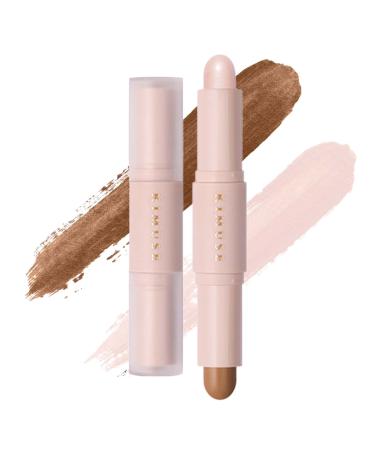 2 Color Dual Cream Contour Stick Lightweight Highlighter & Contour Bronzer Stick Long Lasting Waterproof Contour Sticks Face Highlighter Makeup Stick Set(W01LIGHT)