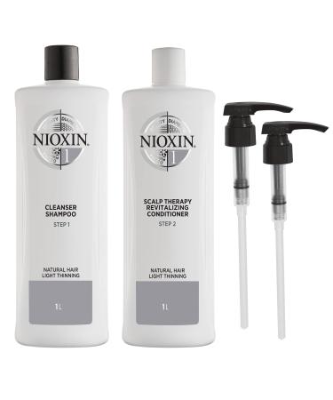 Nioxin System 1 Shampoo & Conditioner Prepack Natural Hair with Light Thinning Pumps Included 33.8 fl oz
