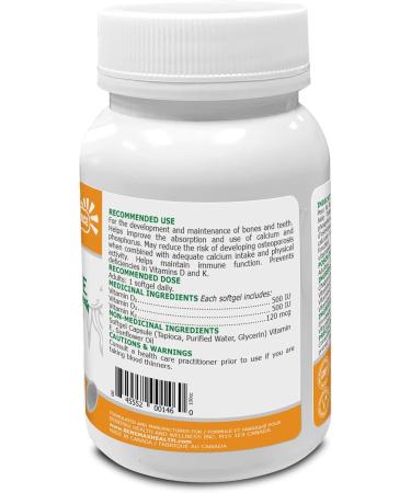 Benemax High-Potency Plant-Based Vitamin D3 + D2 + K2 (500IU + 500IU - 120mcg) Supports Bone Teeth & Heart Health. Natural Immune Support. 30 Easy to Swallow Capsules. Made in Canada! - Buy Online on SooperMarket.com