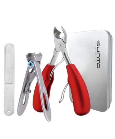 Thick Toenail Clippers  Large Nail Clippers for Podiatrist/Ingrown/Thick/Professional/Men/Seniors Toenail and Nail Surgical Grade Stainless Steel Toenail Trimmer Clipper Red