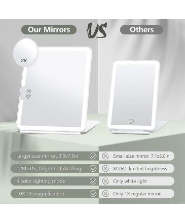 Torribala Travel Makeup Mirror Vanity Mirror Lights Travel Lighted Makeup Mirror with 10X Magnifying Mirror 3 Color Lighting Accessories for Women - Buy Online on SooperMarket.com