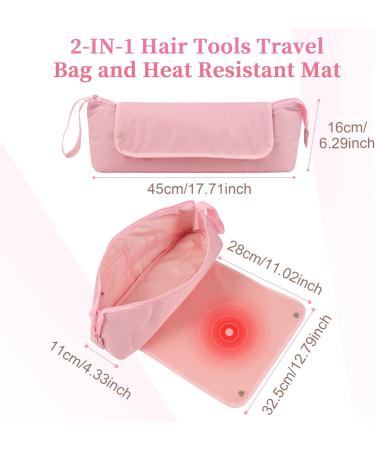 Bestauty 2-in-1 Hair Tools Travel Bag | Heat Resistant Mat for Curling Irons & Straighteners | Pink Storage Solution for Hair Styling Tools - Buy Online on SooperMarket.com