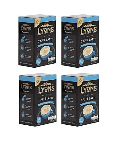 Lyons Premium Instant Coffee Bag Sachets + FabFinds Assorted Gift Mug (Caffe Latte 4X 12Sachets) 720.0 gram Pack of 1 Caffe Latte 720 g (Pack of 1)