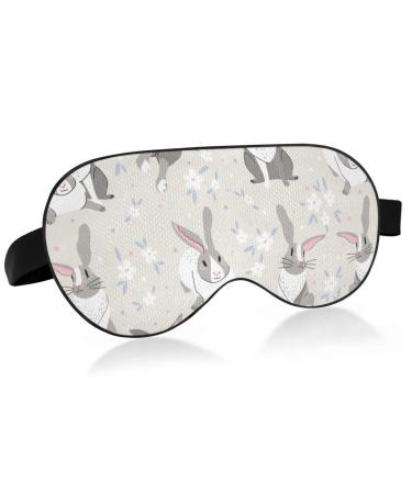 Haskirky Light Blocking Eye Mask Breathable and Adjustable Adult Men and Women Travel on Business Trips Yoga Meditation Light Smooth Comfortable Eye Mask Office Deep Sleep Goodies Cute Gray Rabbit