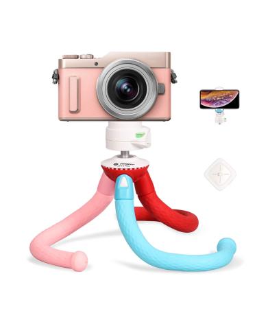 Fotopro Flexible Phone Tripod, Camera Tripod with Bluetooth Remote for iPhone, Samsung Galaxy, Camera Stand for Mirrorless DSLR Sony Nikon Canon/Tricolor