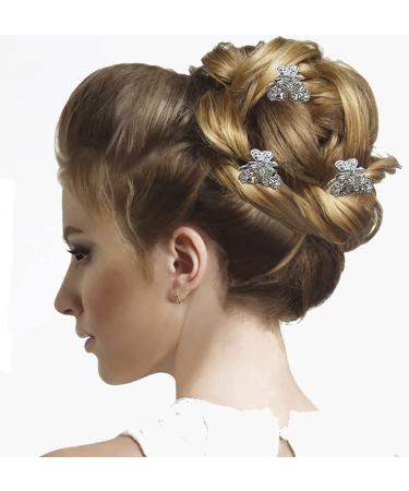 Set of 6 Mini Hair Claws with Sparkly White Crystals - Bridal Claw Clips in Silvery White Trim - Buy Online on SooperMarket.com