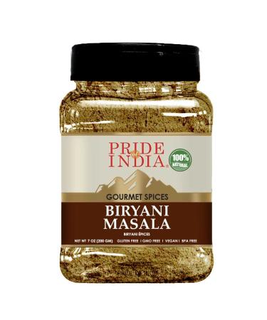 Pride of India  Indian Biryani Masala Seasoning Spice - 8 oz. Medium Dual Sifter Jar - Easy to Use - Ideal for Layered Vegetable and Meat Pilaf  Suitable for Vegetarians & Vegans