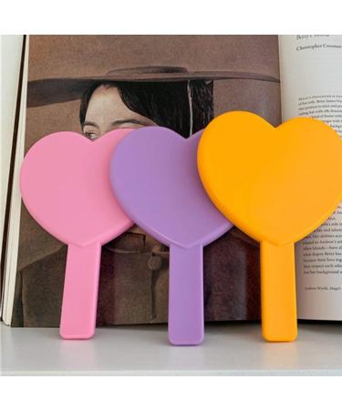 Minkissy Cosmetic Mirror Handheld Heart Shaped Cosmetic Mirror Portable Travel Mirror for Women 3 Pieces (Pink) - Buy Online on SooperMarket.com
