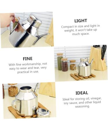 Zerodeko 3pcs Sauce Pot Kitchen Storage Container Oil and Vinegar Dispenser Oil Pot Olive Oil Cruet Olive Oil Dispensers Bottle Steel Container with Lid Cooking Multipurpose Seasoning Metal 16X13X9.5CMx3pcs Silverx3pcs - Buy Online on SooperMarket.com