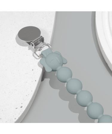 Silicone Pacifier Clip with Koala Bead - Grey | One Piece Soother Binky Teething Ring Holder - Buy Online on SooperMarket.com