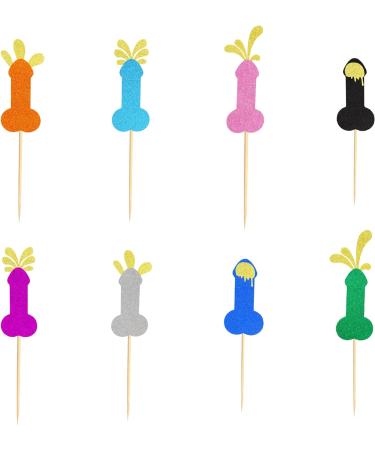 Arthsdite 24Pcs Bachelorette Cupcake Toppers Hen Funny Party Cake Pick Decorations for Wedding Engagement Bachelorette Birthday Party Cake Decorations Supplies - Multi-color Glitter - Buy Online on SooperMarket.com