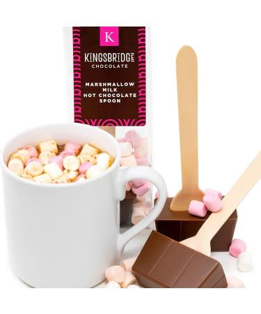 Kingsbridge Hot Chocolate Spoons - Belgian Milk Choc & Marshmallows 10 Pack | Wooden Stirrer & Sweet Treats | Perfect Gift for Birthdays & Special Occasions - Buy Online on SooperMarket.com
